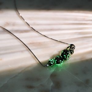 Firefly Glass Obsidian Glow in the Dark Adjustable NOGU Necklace
